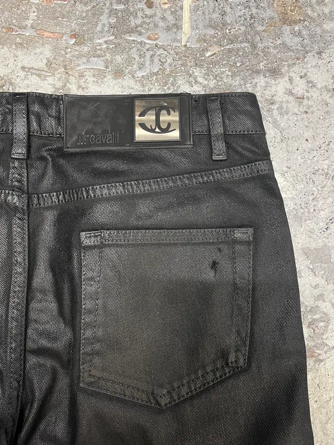 SS2008 Cavalli Obscure Black Waxed Effect Denim Jeans QueTJUF 6