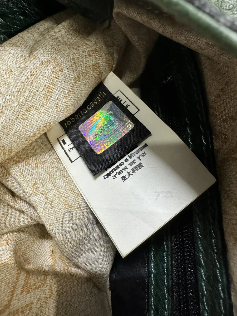 SS2008 Cavalli Ostrich Embossed Leather Green Horn Handle Bag oBLzCeV 5