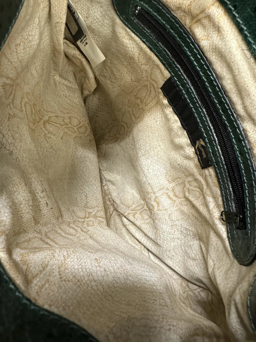 SS2008 Cavalli Ostrich Embossed Leather Green Horn Handle Bag oBLzCeV 6