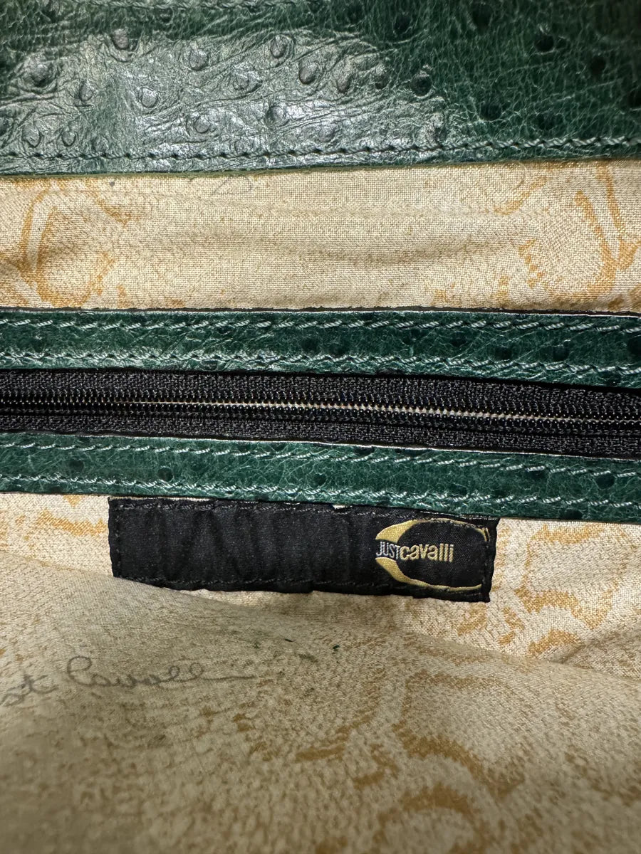 SS2008 Cavalli Ostrich Embossed Leather Green Horn Handle Bag oBLzCeV 7