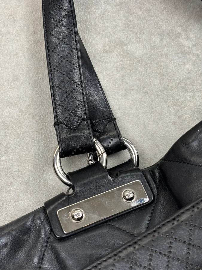 SS2008 Chanel Door Latch Black Quilted Leather Bag bFnoJMe 17