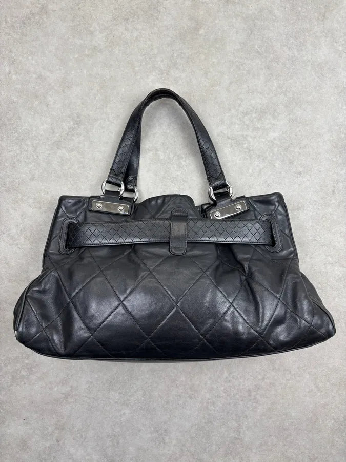 SS2008 Chanel Door Latch Black Quilted Leather Bag bFnoJMe 12