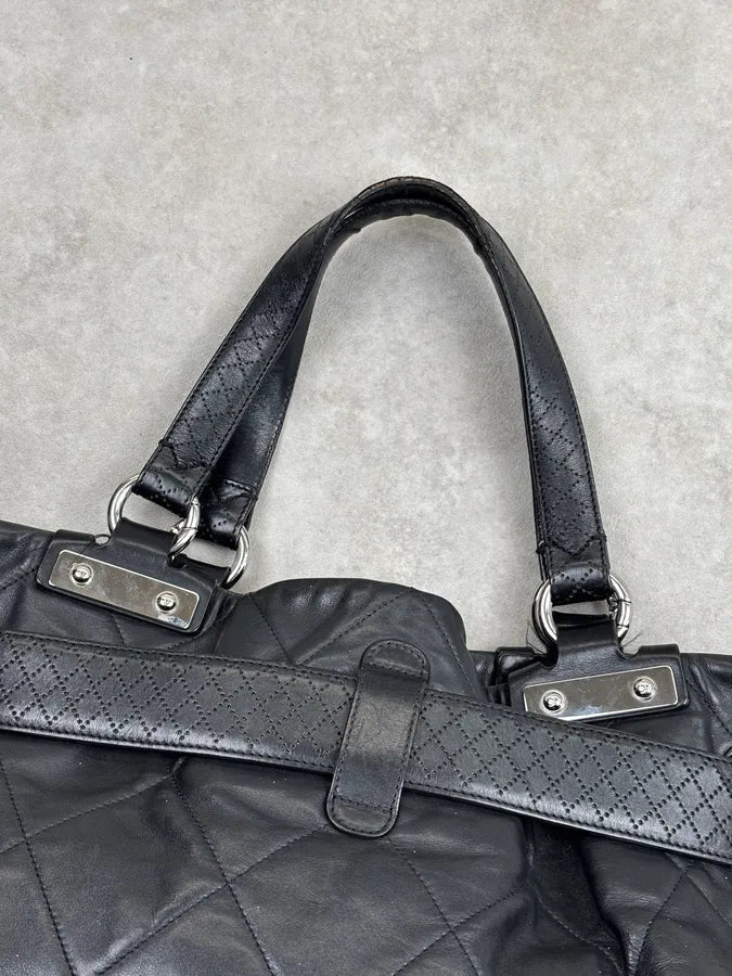 SS2008 Chanel Door Latch Black Quilted Leather Bag bFnoJMe 13