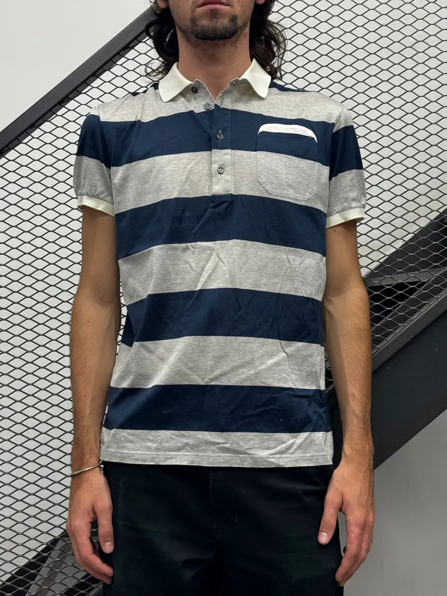 SS2008 Dior Striped Navy & Grey Polo by Kris Van Assche xepkrpG 0