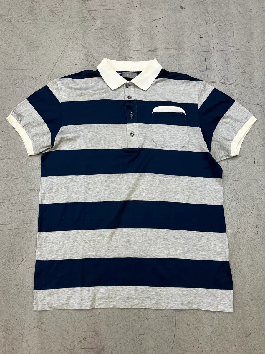 SS2008 Dior Striped Navy & Grey Polo by Kris Van Assche xepkrpG 2