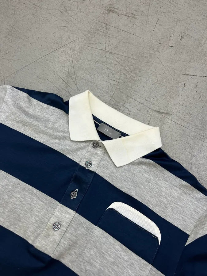 SS2008 Dior Striped Navy & Grey Polo by Kris Van Assche xepkrpG 3