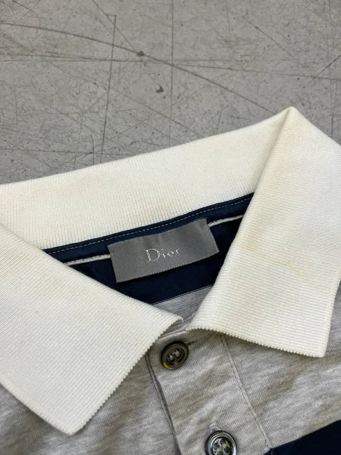 SS2008 Dior Striped Navy & Grey Polo by Kris Van Assche xepkrpG 6