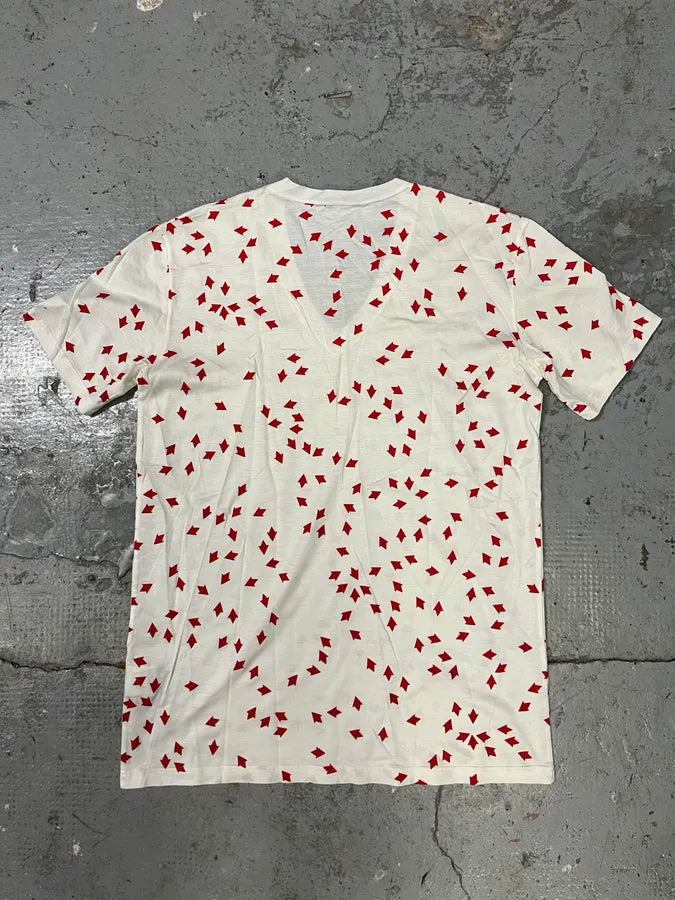 SS2008 Dior V-Neck White Red T-Shirt (S) fdrsZRU 4