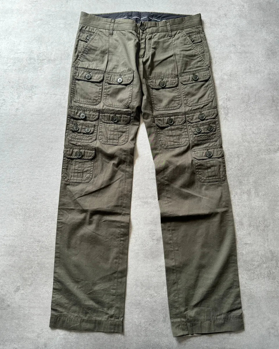 SS2008 Dolce & Gabbana 25 Pockets Cargo Olive Pants VtZMqPT 0