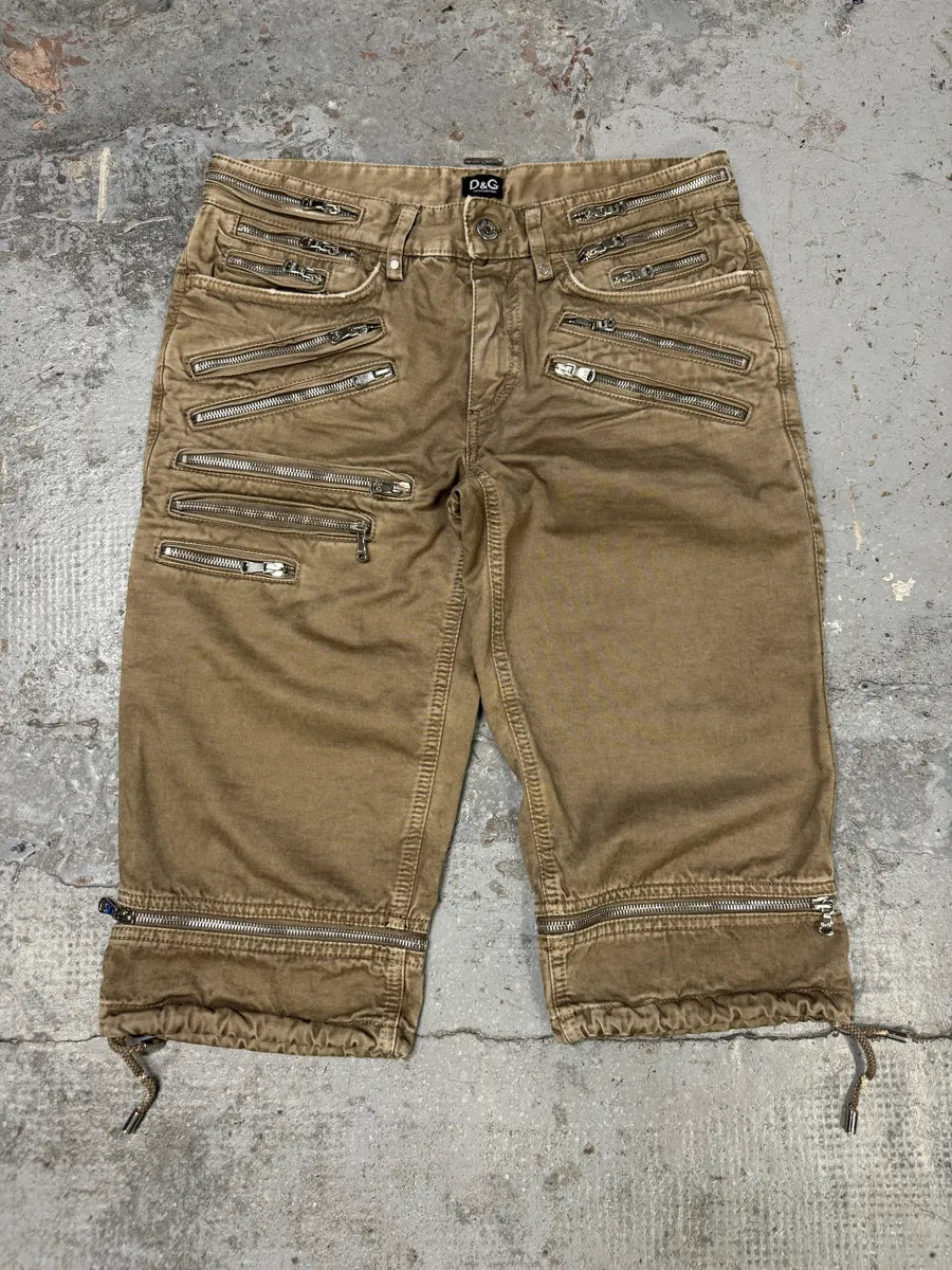 SS2008 Dolce & Gabbana Beige Multi Zips Shorts fawirhn 0