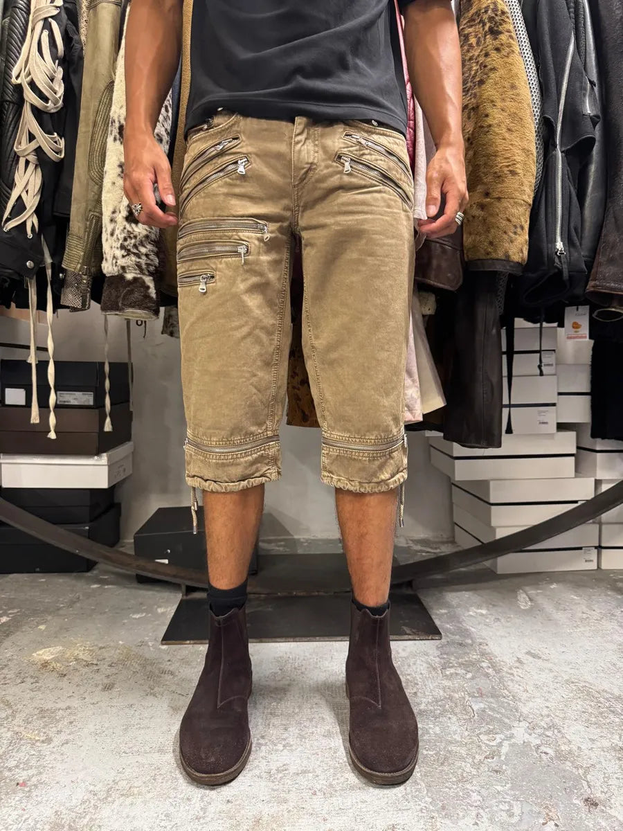 SS2008 Dolce & Gabbana Beige Multi Zips Shorts fawirhn 1