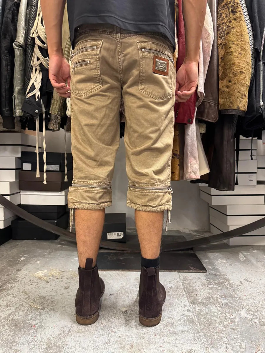 SS2008 Dolce & Gabbana Beige Multi Zips Shorts fawirhn 3