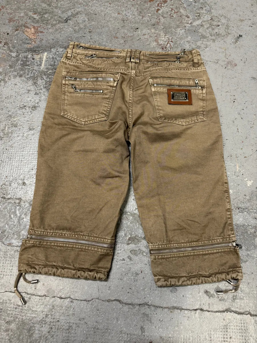 SS2008 Dolce & Gabbana Beige Multi Zips Shorts fawirhn 4