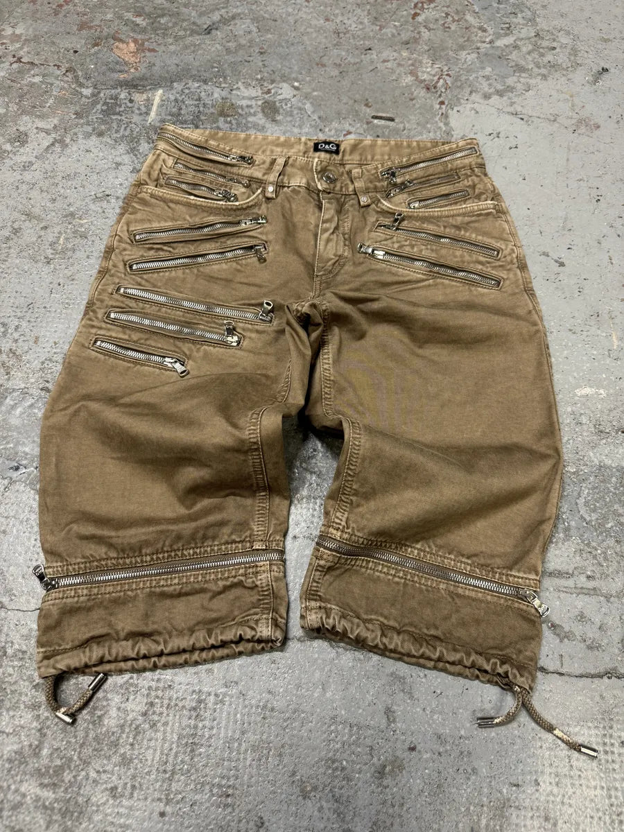 SS2008 Dolce & Gabbana Beige Multi Zips Shorts fawirhn 5
