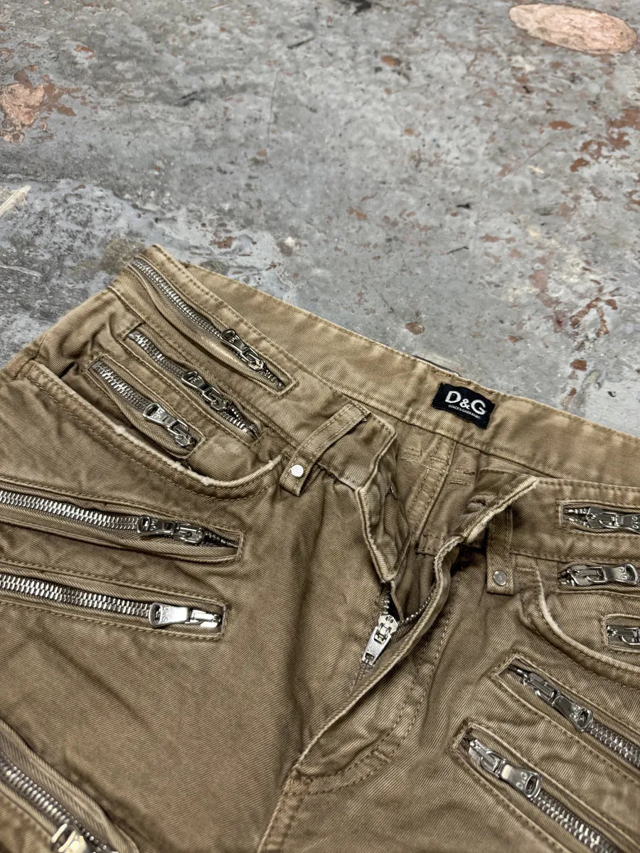 SS2008 Dolce & Gabbana Beige Multi Zips Shorts fawirhn 8