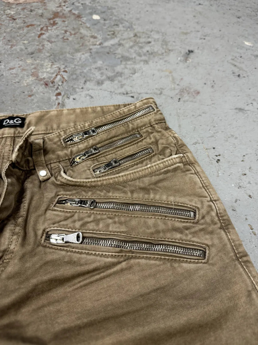 SS2008 Dolce & Gabbana Beige Multi Zips Shorts fawirhn 9