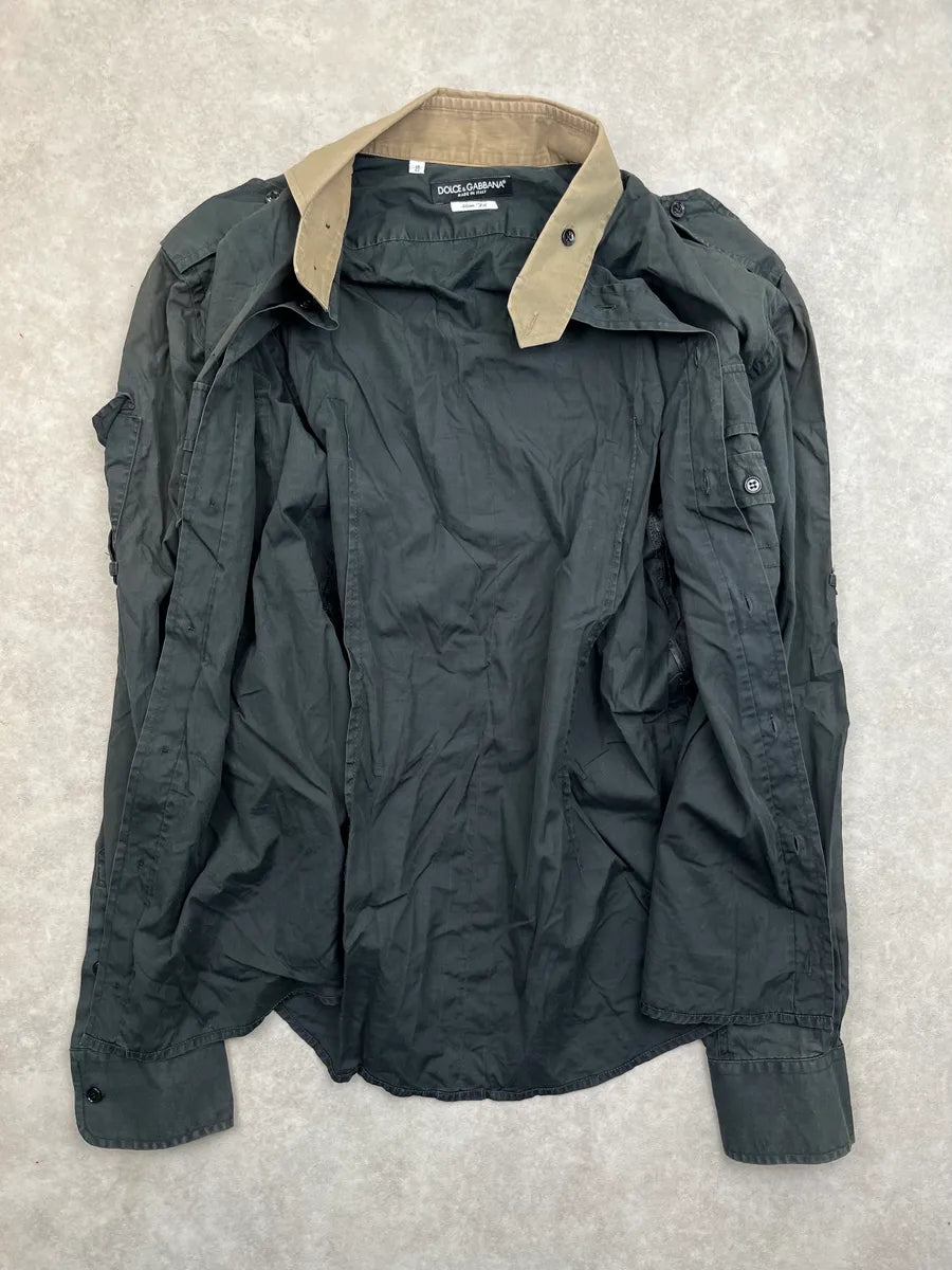 SS2008 Dolce & Gabbana Black Cargo Multi-Pocket Utility Shirt epYVNqD 5