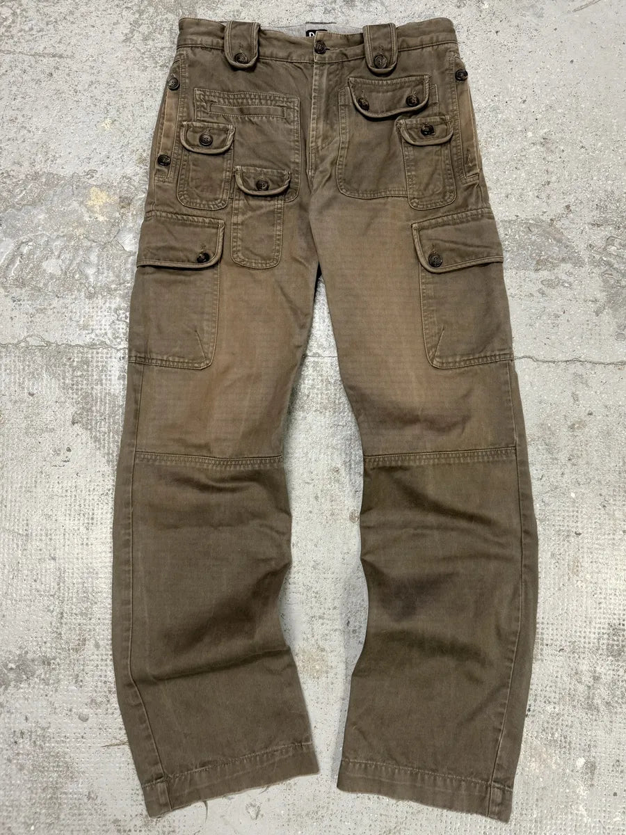 SS2008 Dolce & Gabbana Brown Faded Multi Pockets Pants tdaxkBG 0