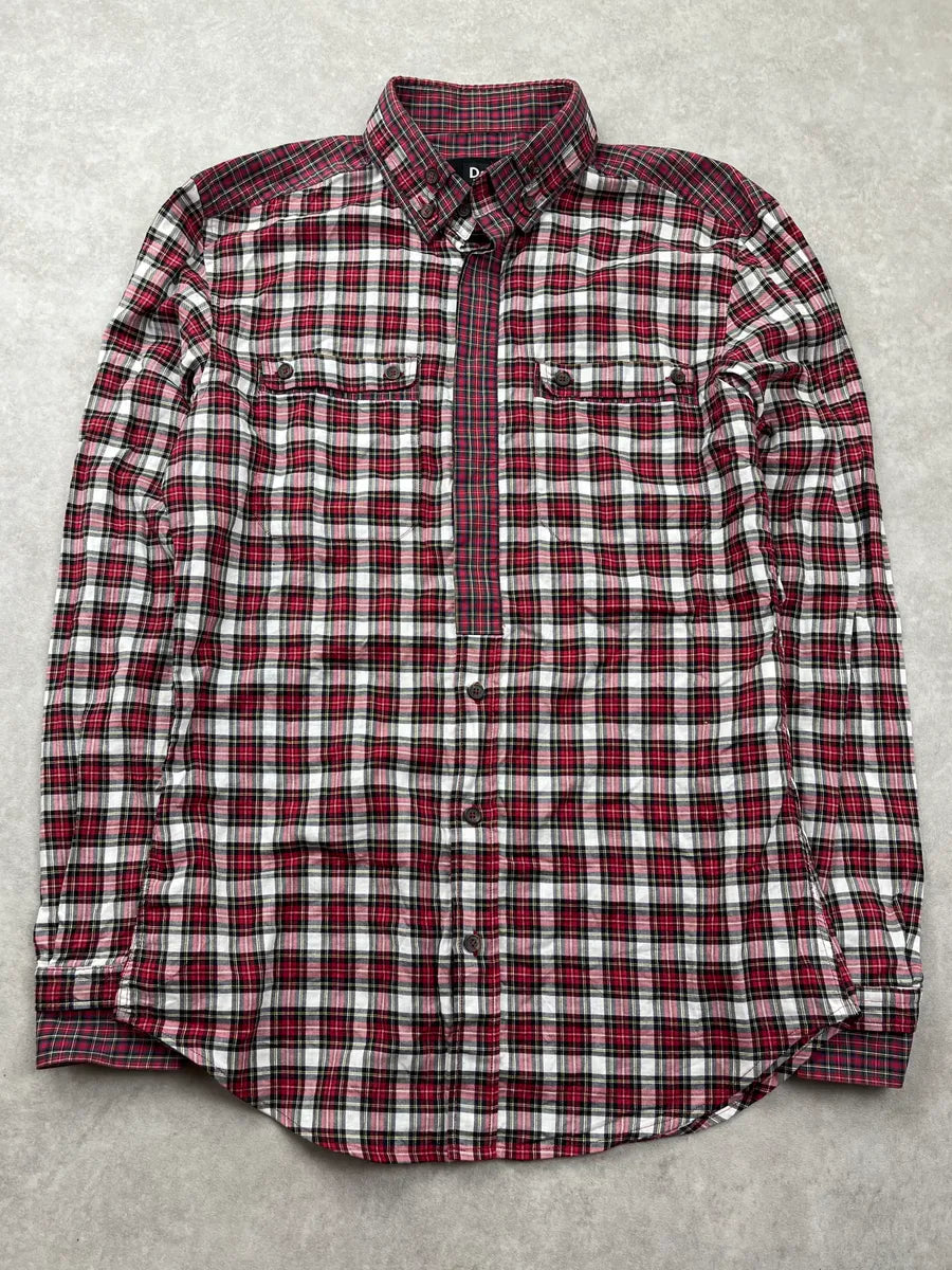 SS2008 Dolce & Gabbana Checkered Tartan Burgundy Shirt uIXYhlk 0