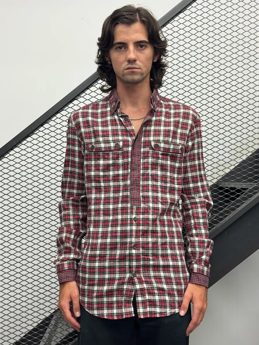 SS2008 Dolce & Gabbana Checkered Tartan Burgundy Shirt uIXYhlk 1