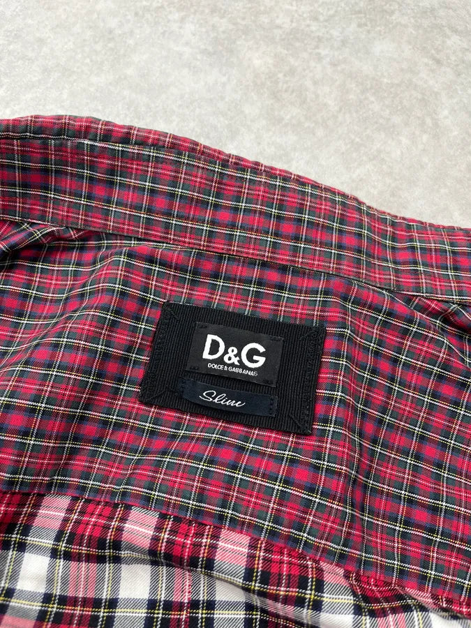 SS2008 Dolce & Gabbana Checkered Tartan Burgundy Shirt uIXYhlk 10
