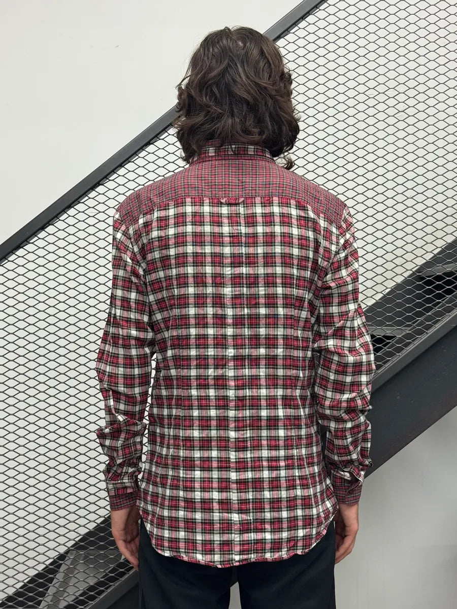 SS2008 Dolce & Gabbana Checkered Tartan Burgundy Shirt uIXYhlk 2