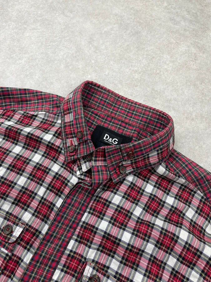 SS2008 Dolce & Gabbana Checkered Tartan Burgundy Shirt uIXYhlk 4