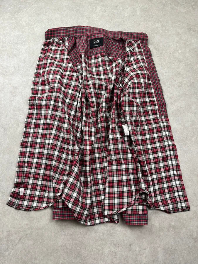 SS2008 Dolce & Gabbana Checkered Tartan Burgundy Shirt uIXYhlk 9