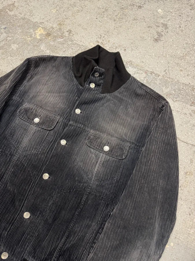SS2008 Dolce & Gabbana Grey Navy Velvet Faded Buttoned Jacket (L) SoPVXAh 1