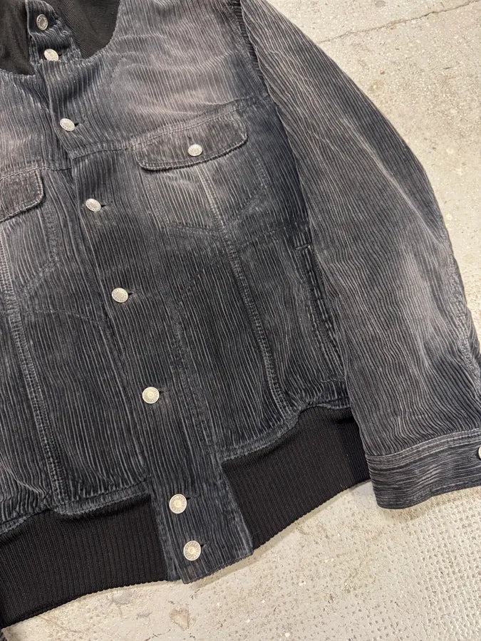 SS2008 Dolce & Gabbana Grey Navy Velvet Faded Buttoned Jacket (L) SoPVXAh 6