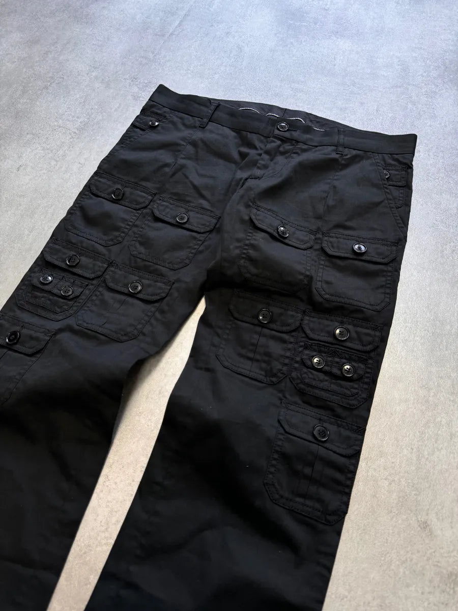 SS2008 Dolce & Gabbana Multi-Pocket Cargo Black Pants bNwsCVN 1