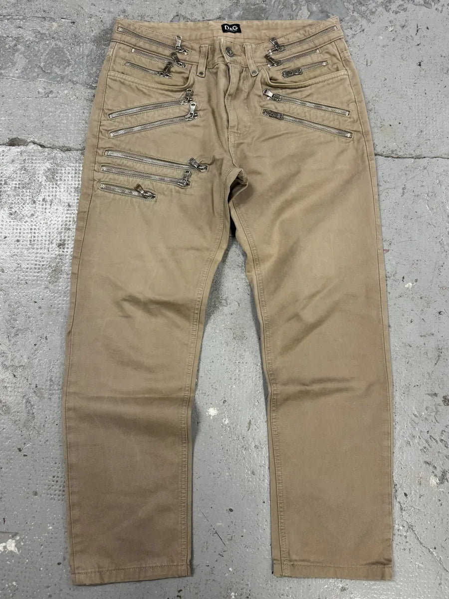 SS2008 Dolce & Gabbana Multi-Zip Beige Pants GHCREaJ 0