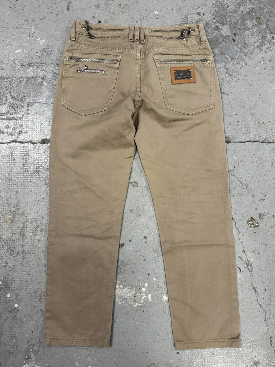 SS2008 Dolce & Gabbana Multi-Zip Beige Pants GHCREaJ 1