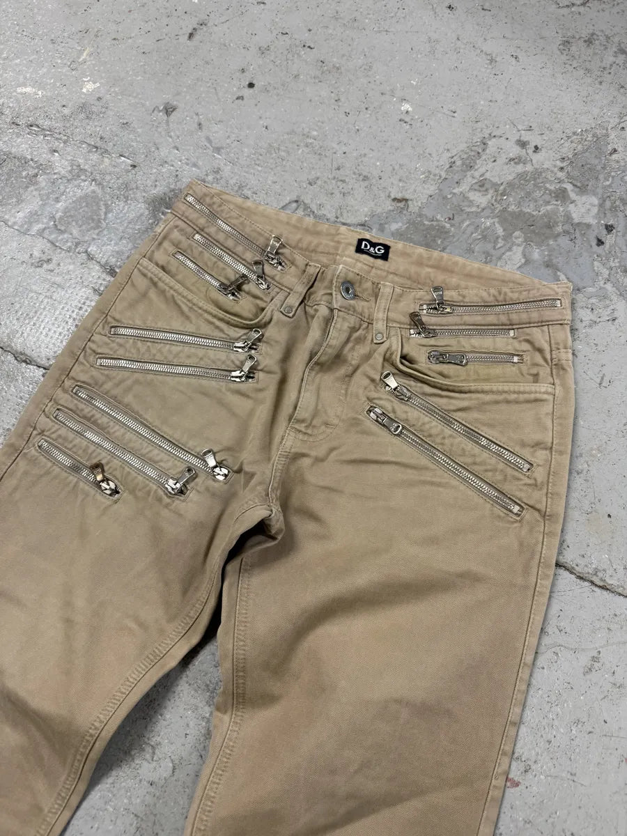 SS2008 Dolce & Gabbana Multi-Zip Beige Pants GHCREaJ 6