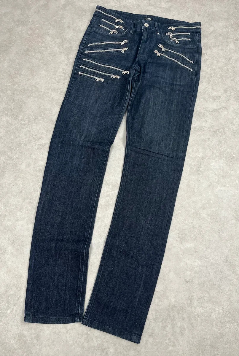 SS2008 Dolce & Gabbana Multi Zips Navy Brut Denim Jeans sNILkBK 4