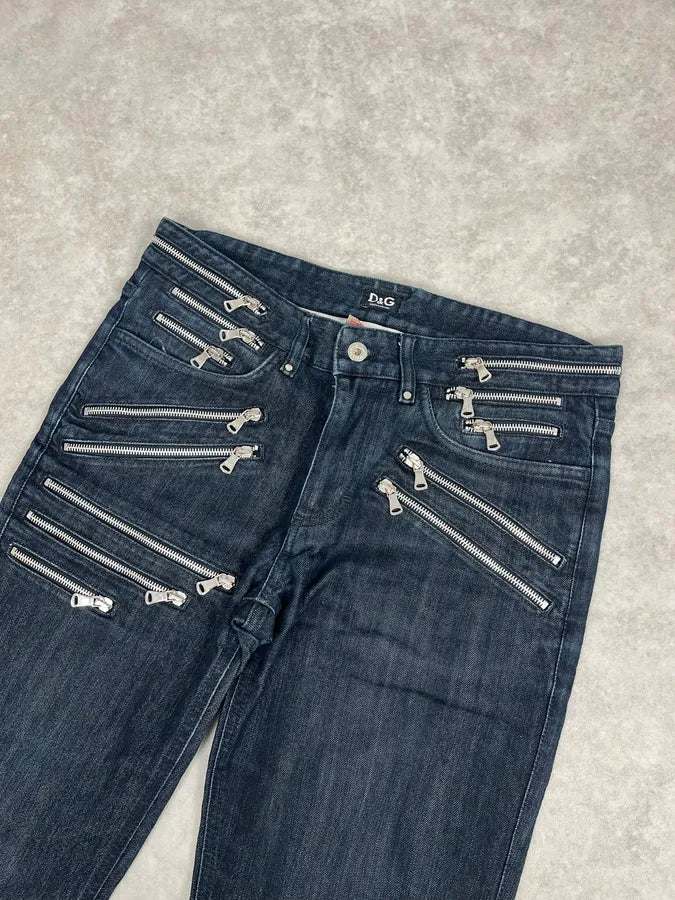 SS2008 Dolce & Gabbana Multi Zips Navy Brut Denim Jeans sNILkBK 5