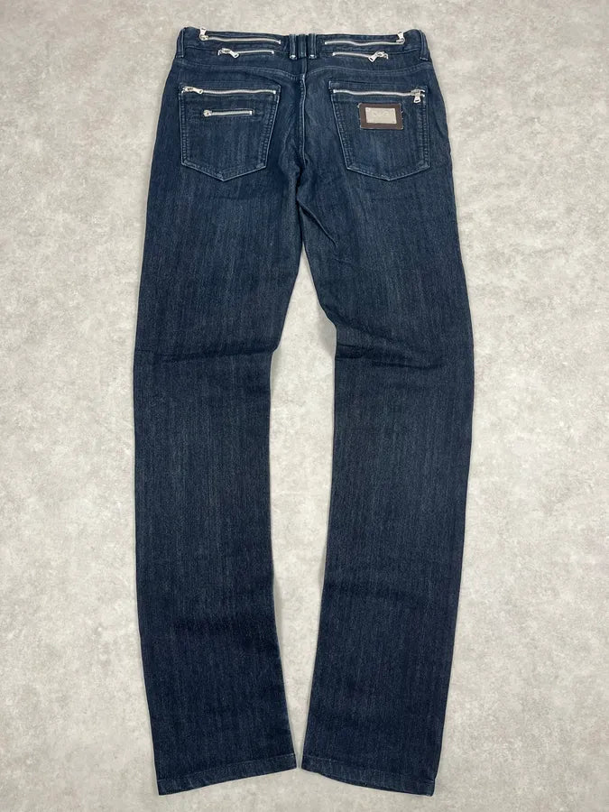 SS2008 Dolce & Gabbana Multi Zips Navy Brut Denim Jeans sNILkBK 6