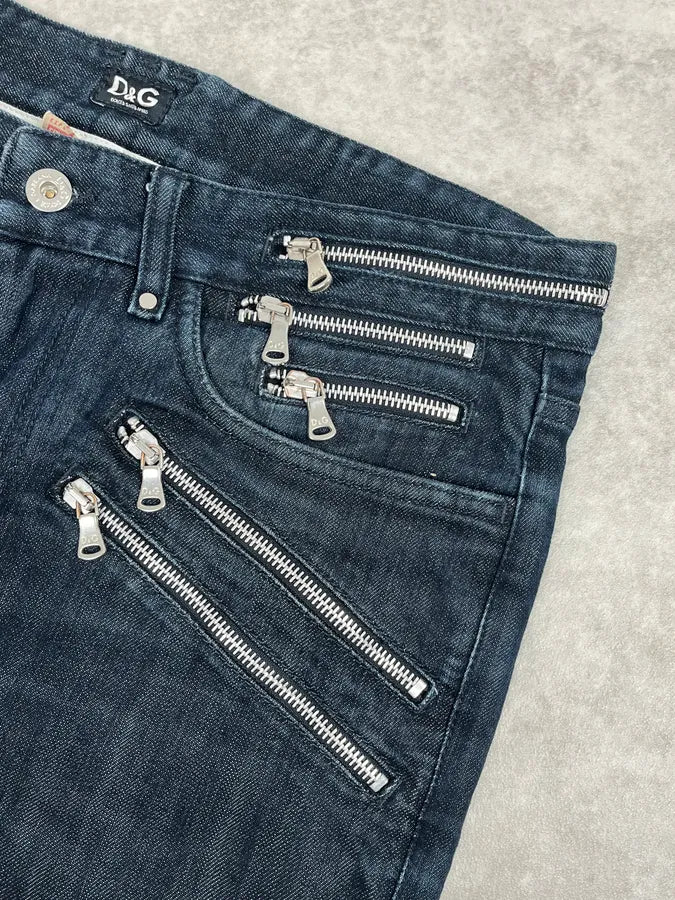 SS2008 Dolce & Gabbana Multi Zips Navy Brut Denim Jeans sNILkBK 8