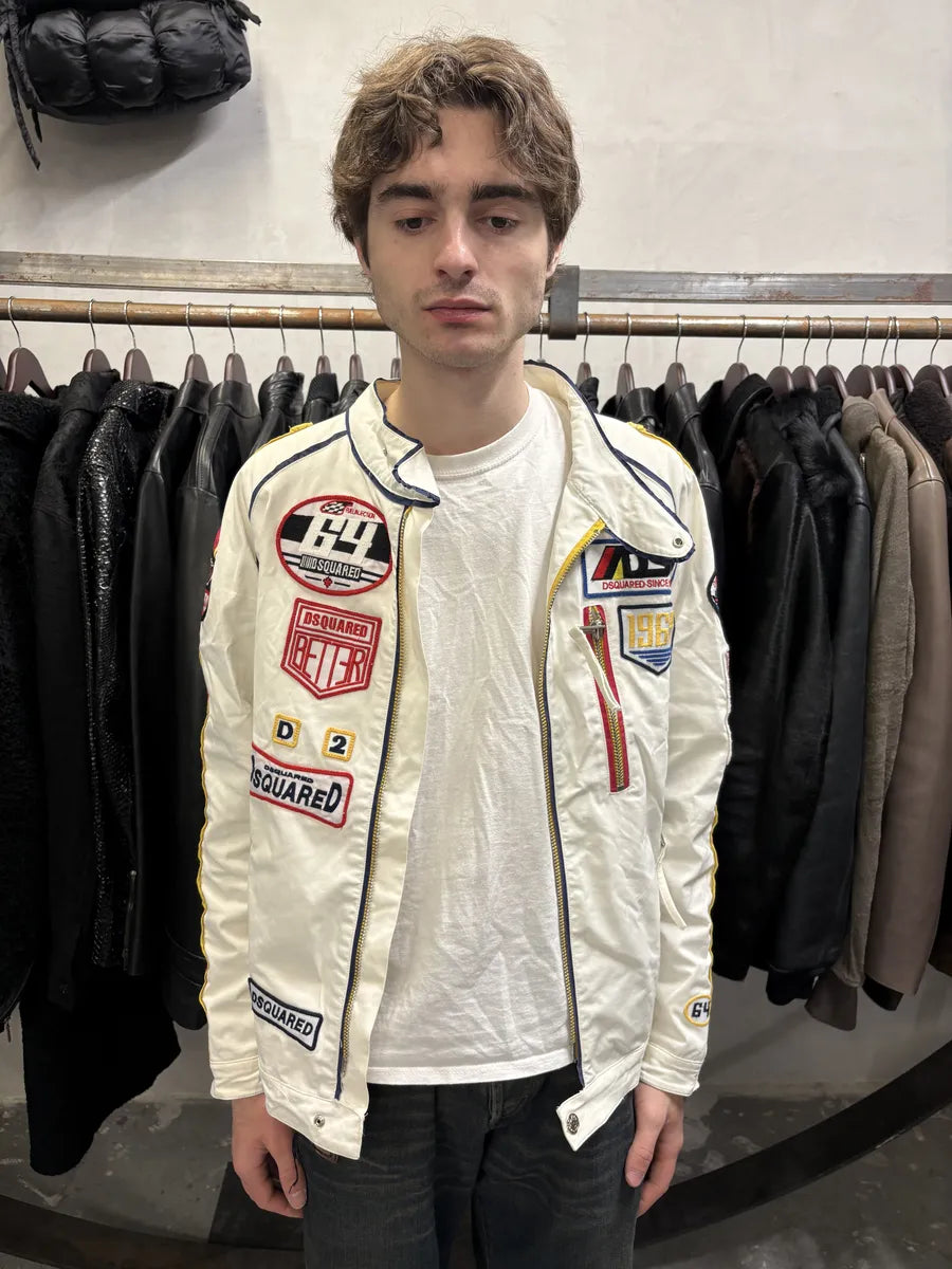 SS2008 DSquared2 White & Red Patchwork Racing Jacket (M) VFsevNF 2