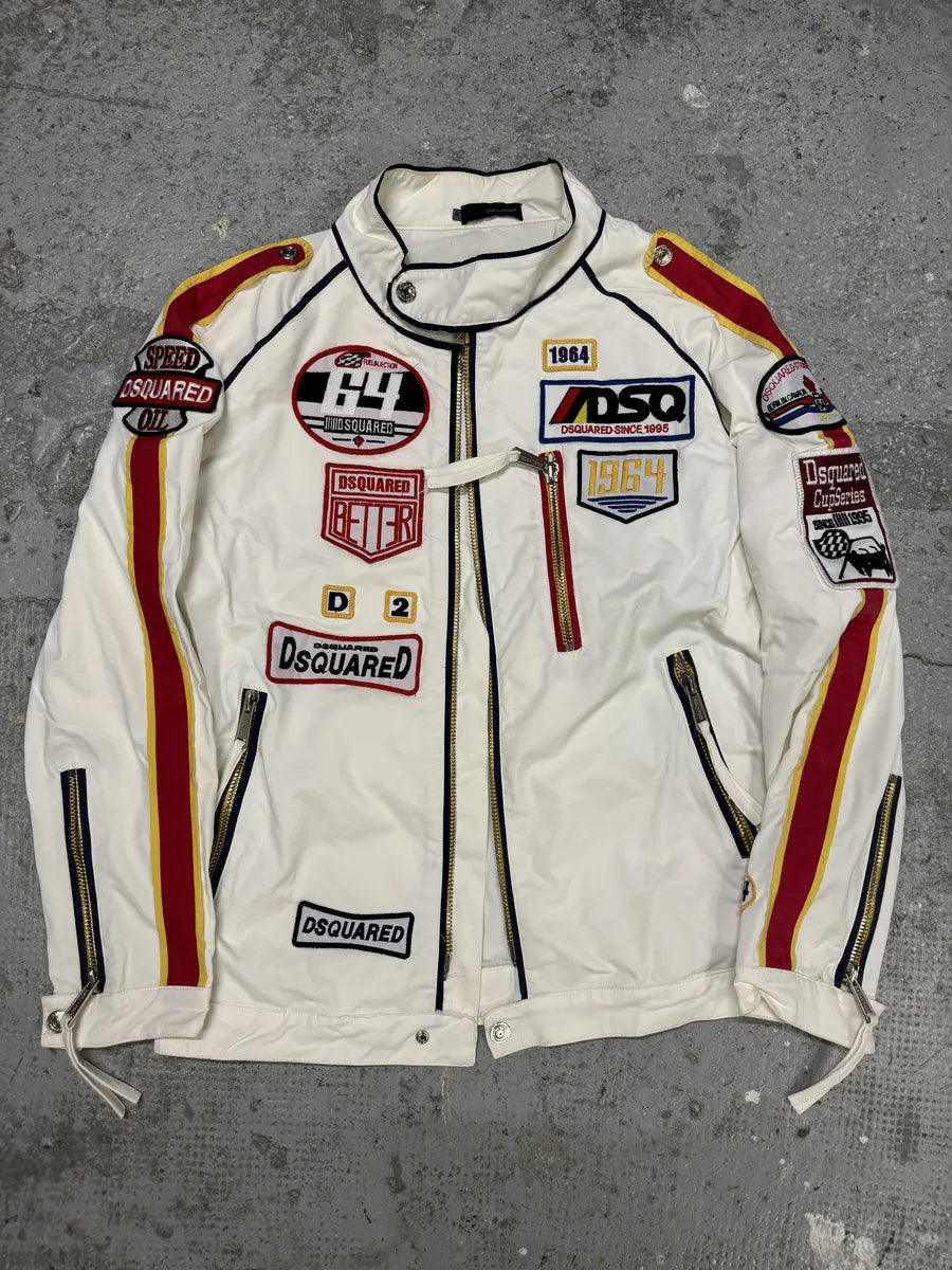 SS2008 DSquared2 White & Red Patchwork Racing Jacket (M) VFsevNF 5
