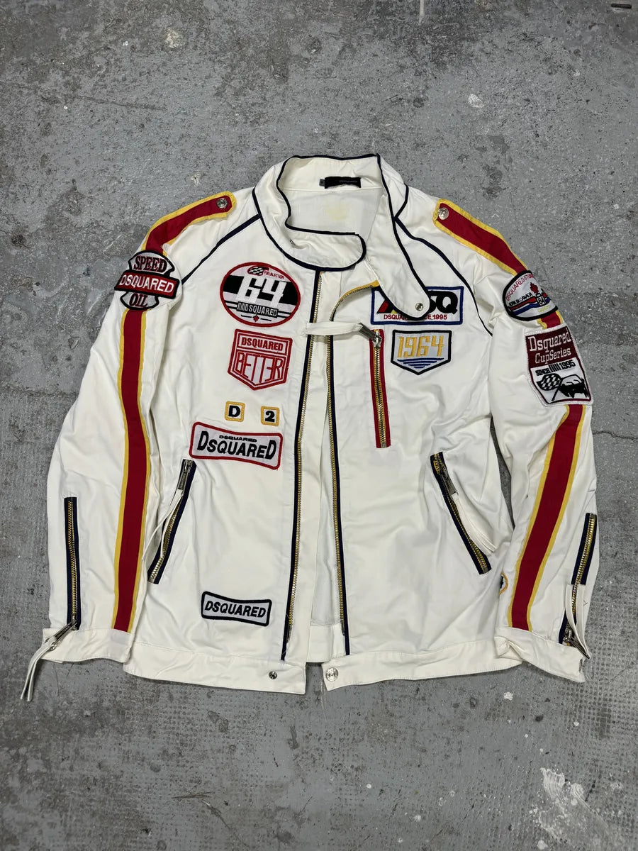 SS2008 DSquared2 White & Red Patchwork Racing Jacket (M) VFsevNF 6