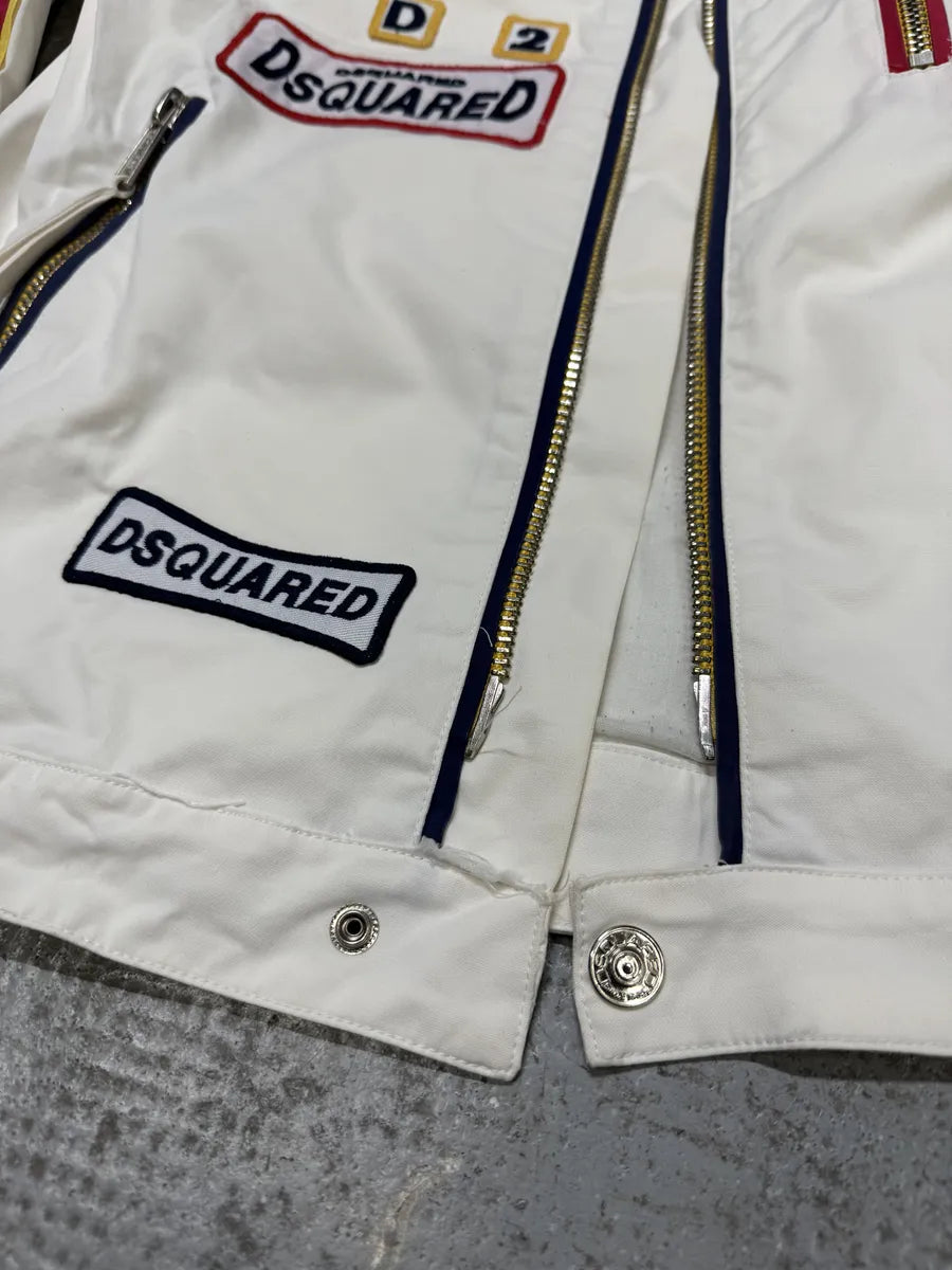 SS2008 DSquared2 White & Red Patchwork Racing Jacket (M) VFsevNF 7