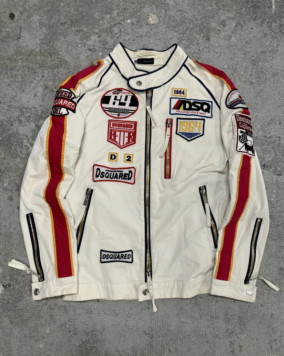 SS2008 Dsquared2 White Racing Patchwork Jacket (M) 0