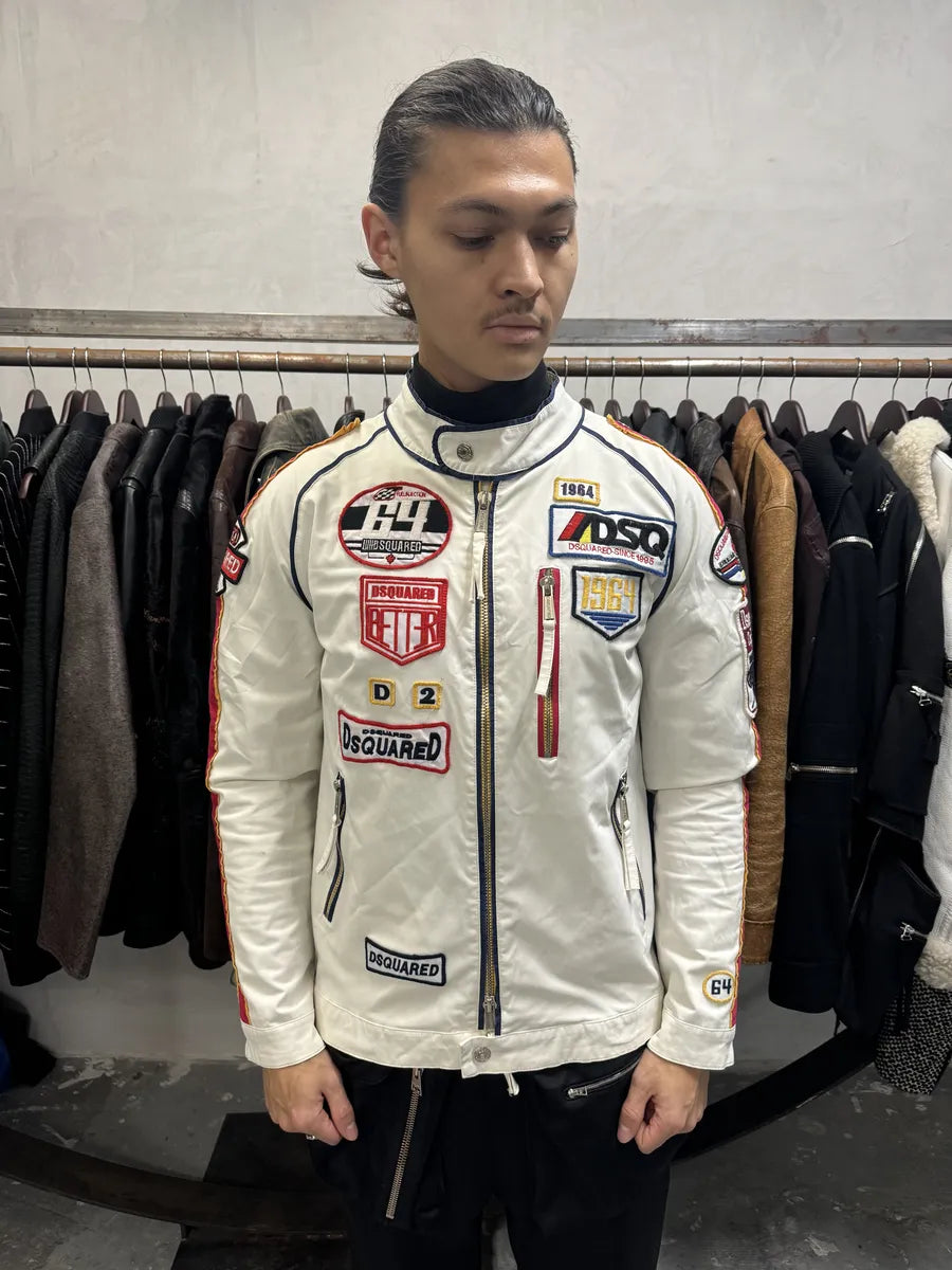 SS2008 Dsquared2 White Racing Patchwork Jacket (M) 1