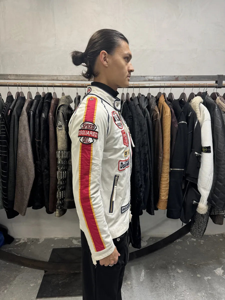SS2008 Dsquared2 White Racing Patchwork Jacket (M) 2