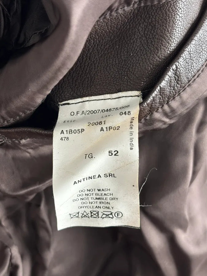 SS2008 Emporio Armani Brown Lined Leather Biker Jacket pbyMwin 10