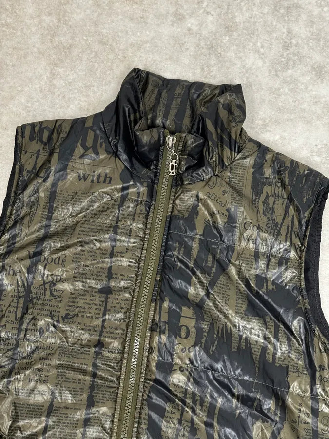 SS2008 Galliano 2 in 1 Khaki Brown & Black Newspaper Windbreaker Jacket BjXopDW 12