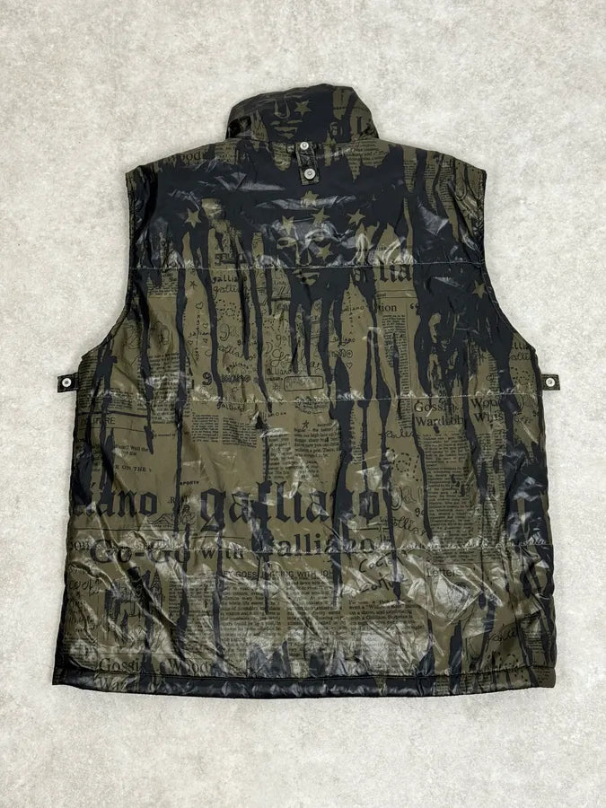 SS2008 Galliano 2 in 1 Khaki Brown & Black Newspaper Windbreaker Jacket BjXopDW 8