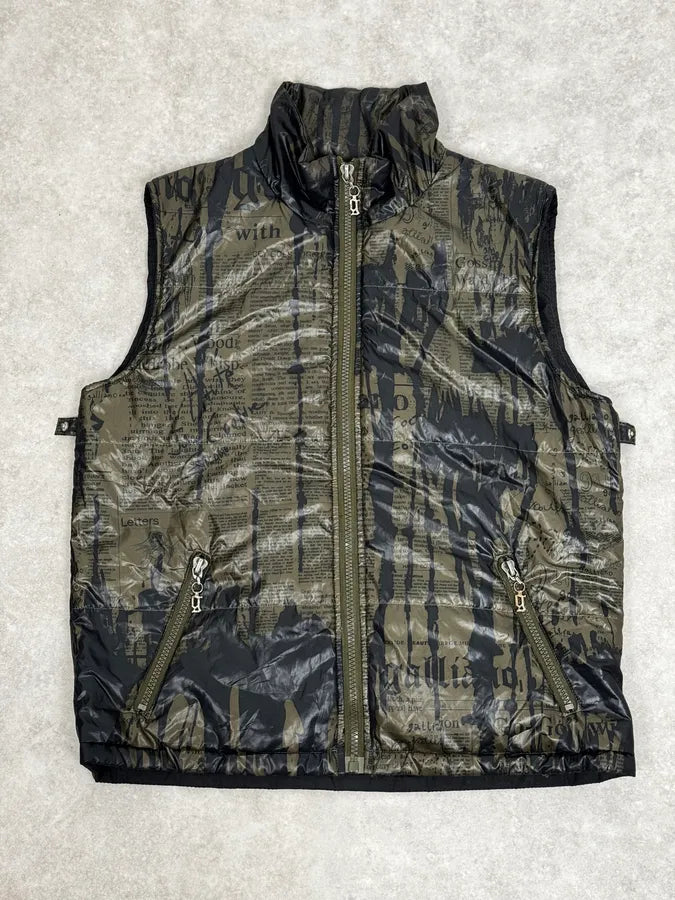 SS2008 Galliano 2 in 1 Khaki Brown & Black Newspaper Windbreaker Jacket BjXopDW 7