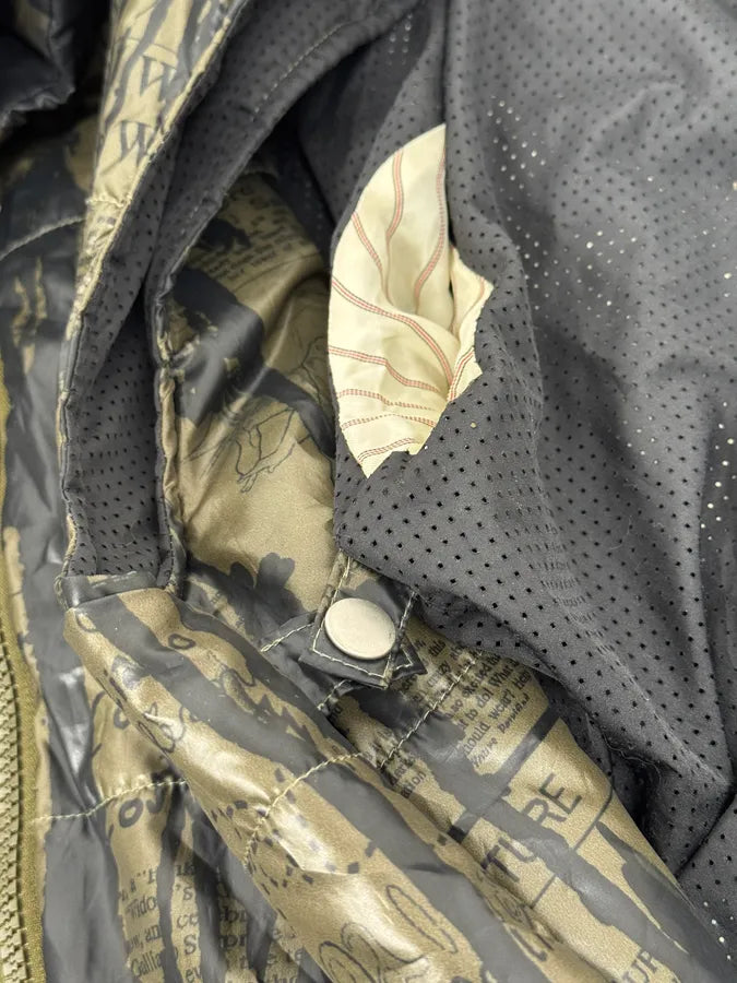 SS2008 Galliano 2 in 1 Khaki Brown & Black Newspaper Windbreaker Jacket BjXopDW 16